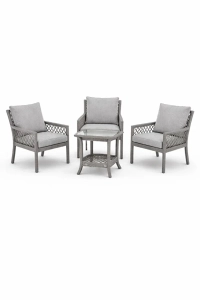 Oslo Raddan 1+1+1 Bistro Set Minderli 3 Kişilik Raddan Oturma Grubu Bahçe Balkon Teras Set